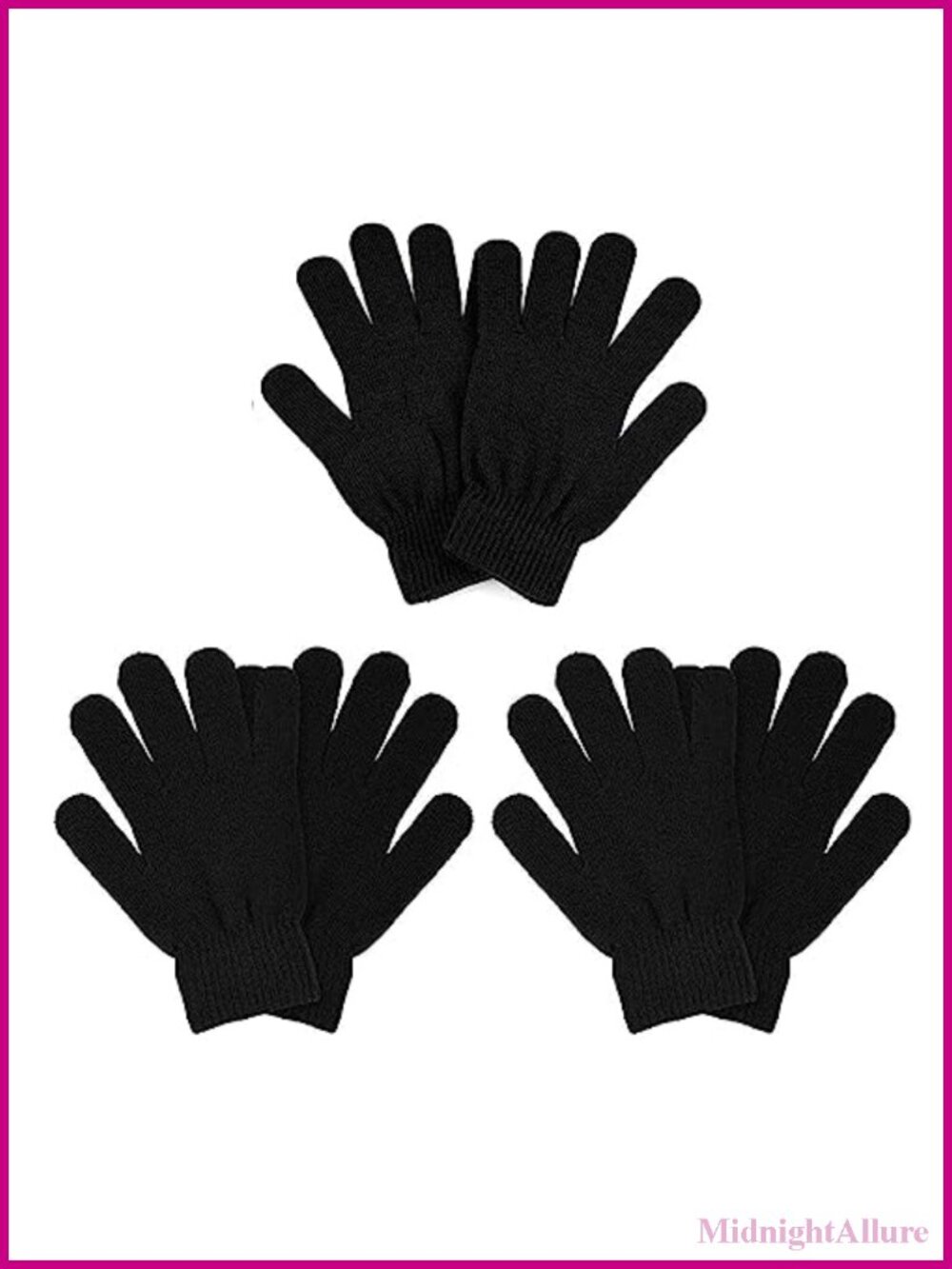 3 Pairs Winter Magic Gloves Stretchy Knit Acrylic Cold Weather Unisex